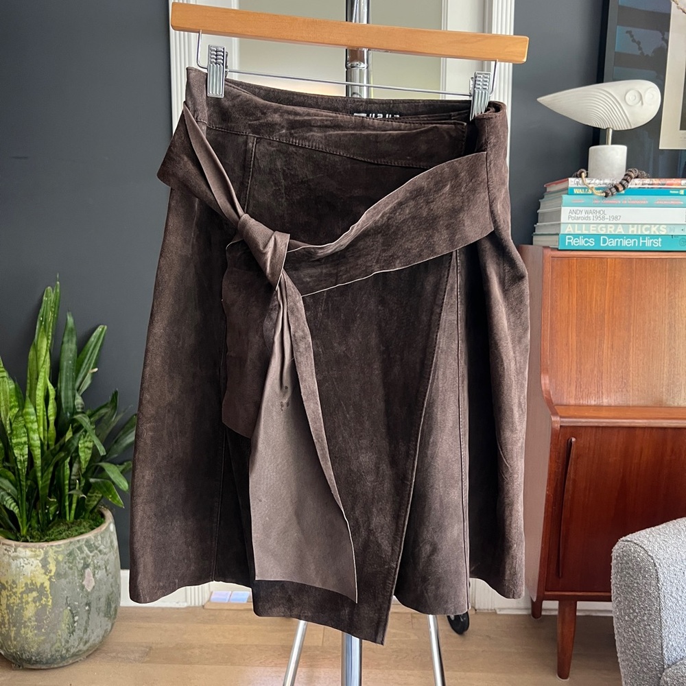 Yaya Vintage Brown Suede Wrap Front Skirt - bought at flea market in Paris